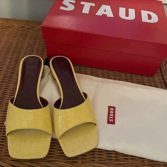 NWT - NEVER WORN - STAUD Simone Sandal - Size 38 (US 8) - Wallflower Faux Croc - Picture 4 of 7